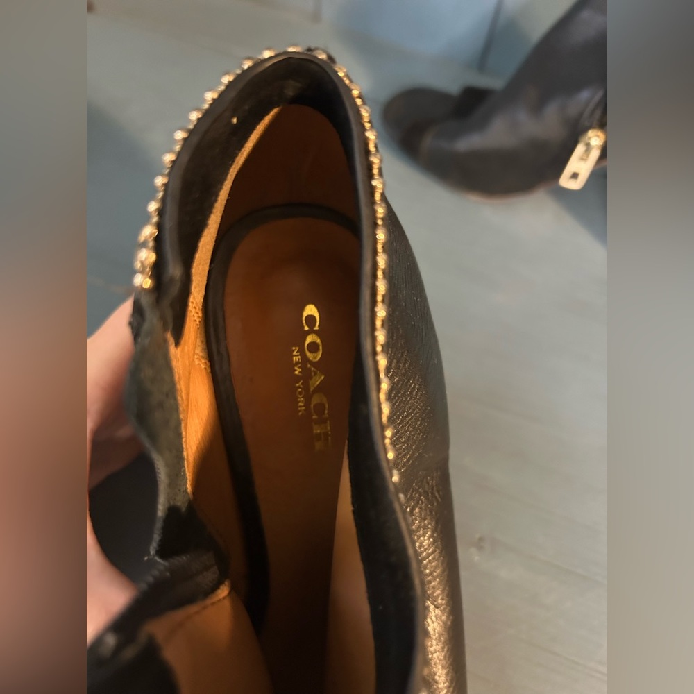 Coach Black Leather Open-Toe Ankle Boots | Size 7 - Picture 5 of 9